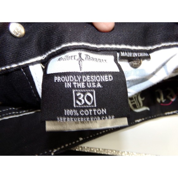 Women's Silver Dagger black distressed straight leg jeans Size 30X33 90's retro - Picture 7 of 12